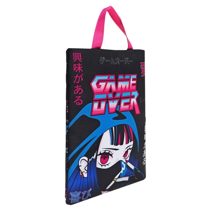 Папка для тетрадей А4, 330 х 250 х 10 мм, молнии сверху, с ручкой, текстильная, Феникс+ Папка для тетрадей А4, 330 х 250 х 10 мм, молнии сверху, с ручкой, текстильная, Феникс+ "Кибераниме"