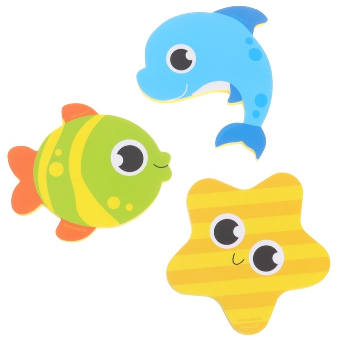 Набор для игры в ванне «Рыбалка: Веселые рыбки», сачок, 3 мягких стикера, виды и цвет МИКС Набор для игры в ванне «Рыбалка: Веселые рыбки», сачок, 3 мягких стикера, виды и цвет МИКС