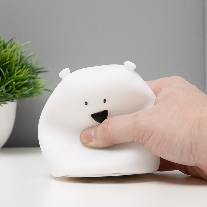 Ночник Ночник "Антистресс мякиш мишка" LED RGB от батареек 3ААА 9х9х10,5 см RISALUX