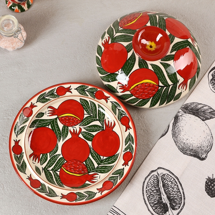 Блинница Риштанская Керамика  Блинница Риштанская Керамика "Гранаты", 26 см