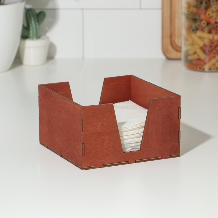 Салфетница деревянная Доляна, 13,5×13,5×8 см, цвет мокко Салфетница деревянная Доляна, 13,5×13,5×8 см, цвет мокко