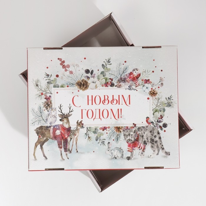 Коробка подарочная новогодняя складная «Новогодняя акварель», 31,2 х 25,6 х 16,1 см, Новый год Коробка подарочная новогодняя складная «Новогодняя акварель», 31,2 х 25,6 х 16,1 см, Новый год