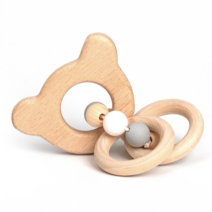 Прорезыватель деревянный для зубов «Мишка», с силиконовыми элементами, Крошка Я Прорезыватель деревянный для зубов «Мишка», с силиконовыми элементами, Крошка Я