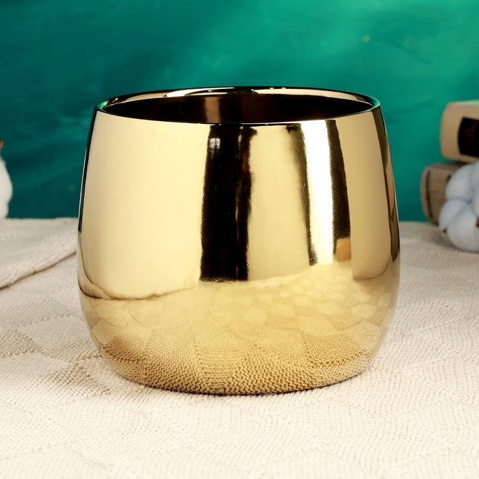 Кашпо  Кашпо "Лайт" золотое, 14х14х12см