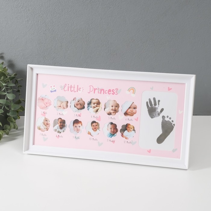 Фоторамка на 12 фото 3х3 см с штемп.подушкой "Маленькая принцесса" белая 2х38х20 см