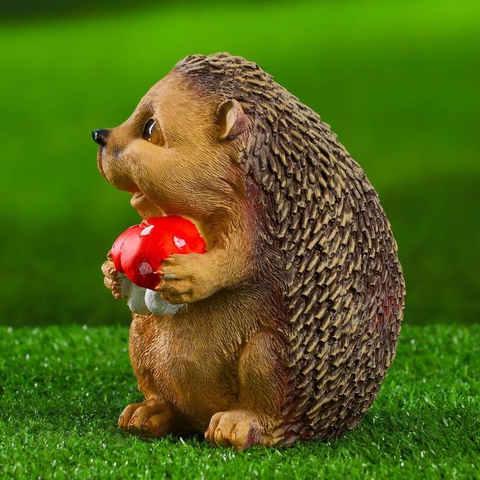 Садовая фигура Садовая фигура "Ежик с грибами милый" 11х8х10 см