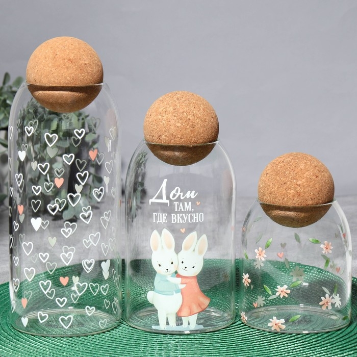 Банка для хранения сыпучих продуктов и круп &laquo;Сердечки&raquo;, 1000 мл