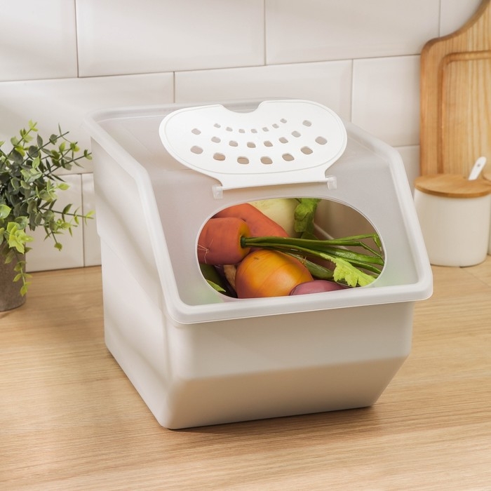 Контейнер для овощей Доляна, 11,2 л, 32,3&times;22&times;21,7 см, серый