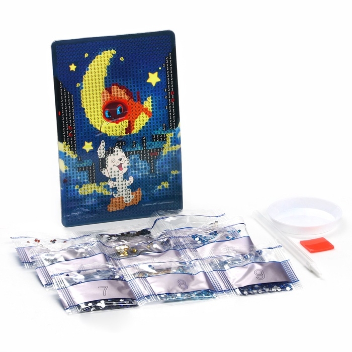 Алмазная мозаика для детей  Алмазная мозаика для детей "Котенок по имени Гав", 10*15 см