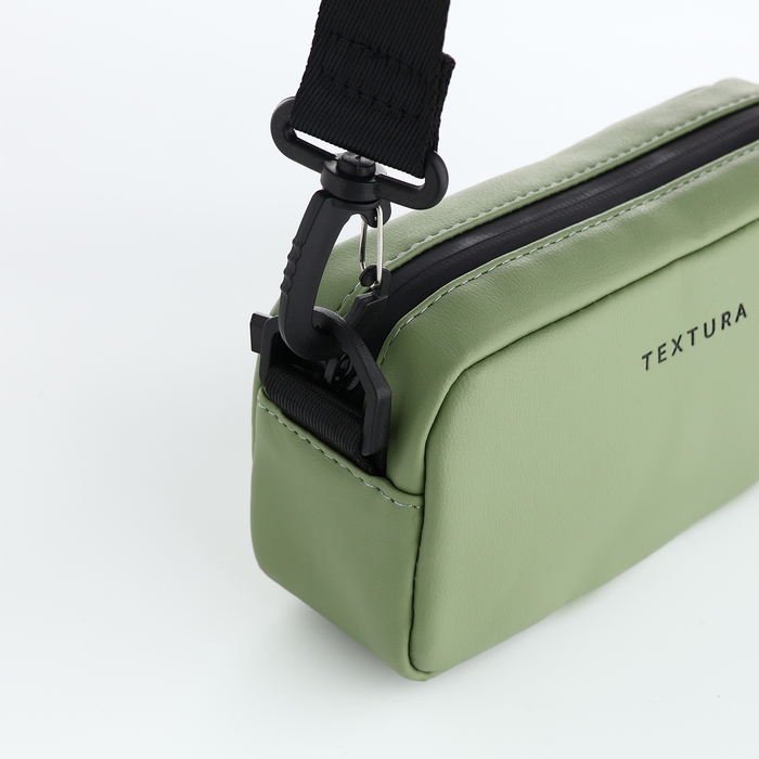 Сумка женская на молнии, TEXTURA, маленький размер, длинный ремень, цвет оливковый