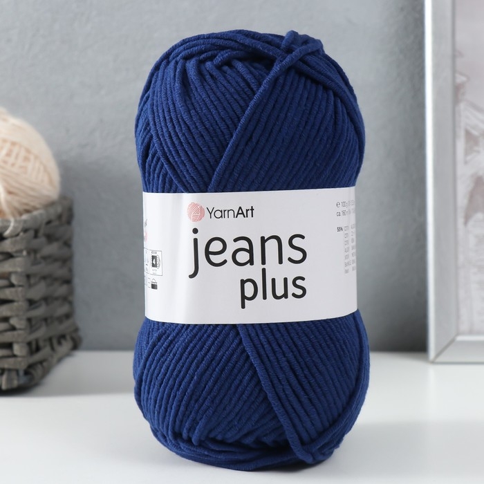Пряжа  Пряжа "Jeans plus" 55% хлопок, 45% акрил 160м/100гр (54 синий)
