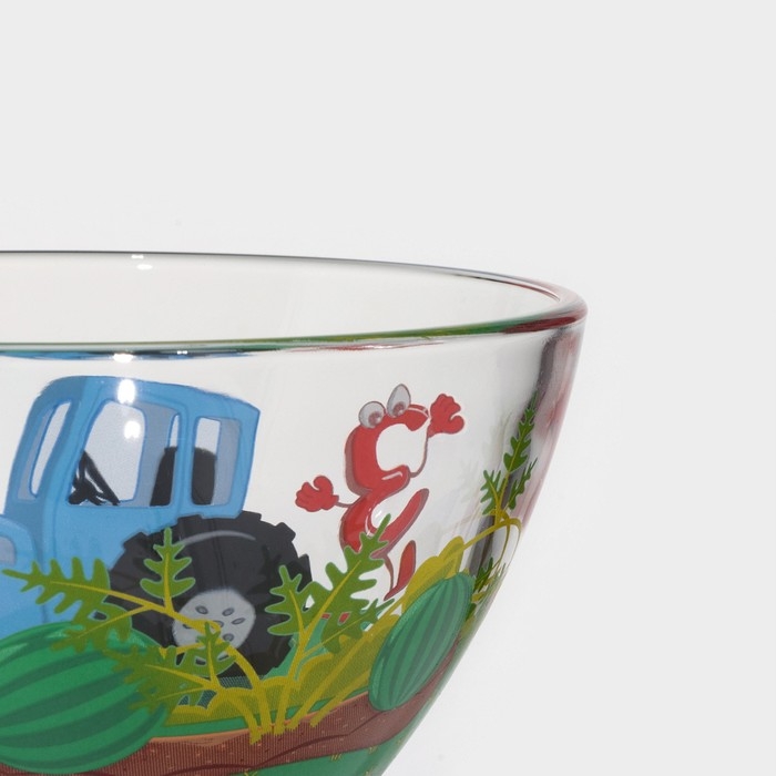 Салатник «Синий трактор. Цифры», 500 мл, d=13 см, h=6,7 см, стекло