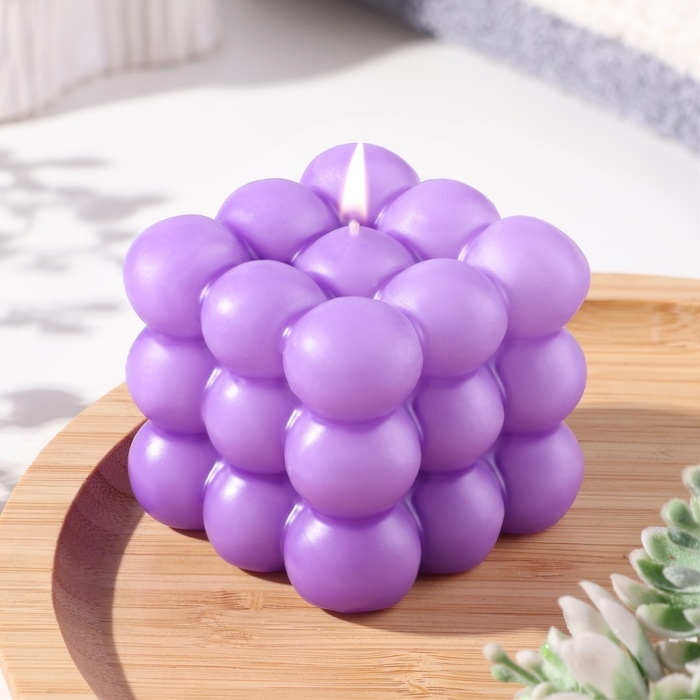 Свеча фигурная ароматическая  Свеча фигурная ароматическая "Бабл куб", 5,5х6 см, лаванда