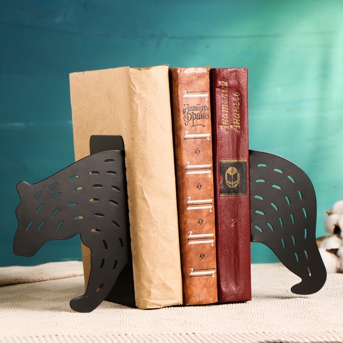 Держатель-подставка для книг  Держатель-подставка для книг "Медведь" набор 2шт, черный