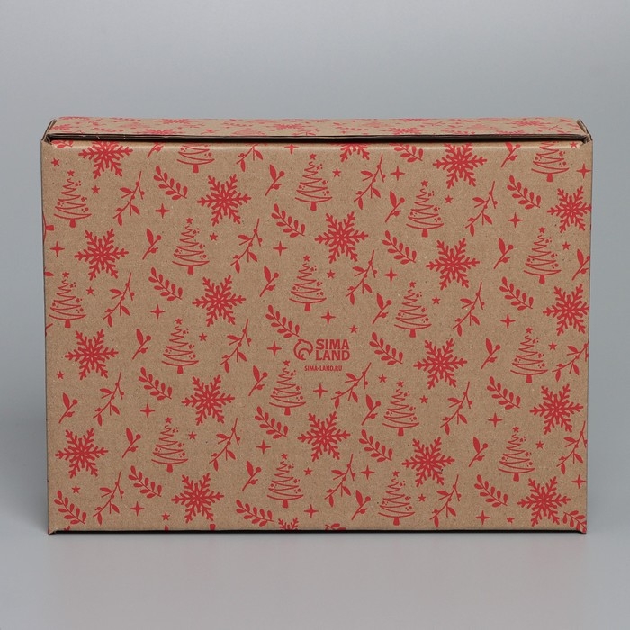 Коробка новогодняя складная «С новым годом», бурый, 27 х 21 х 9 см, Новый год Коробка новогодняя складная «С новым годом», бурый, 27 х 21 х 9 см, Новый год