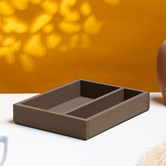 Кашпо деревянное 25.5×20×4.5 см  Кашпо деревянное 25.5×20×4.5 см "Макарунас", коричневый Дарим Красиво