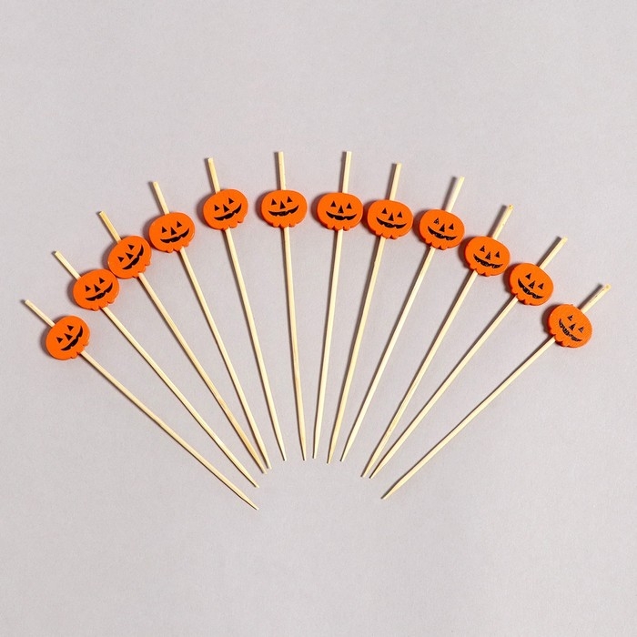 Шпажки «Тыква», в наборе 12 штук, цвет оранжевый Шпажки «Тыква», в наборе 12 штук, цвет оранжевый