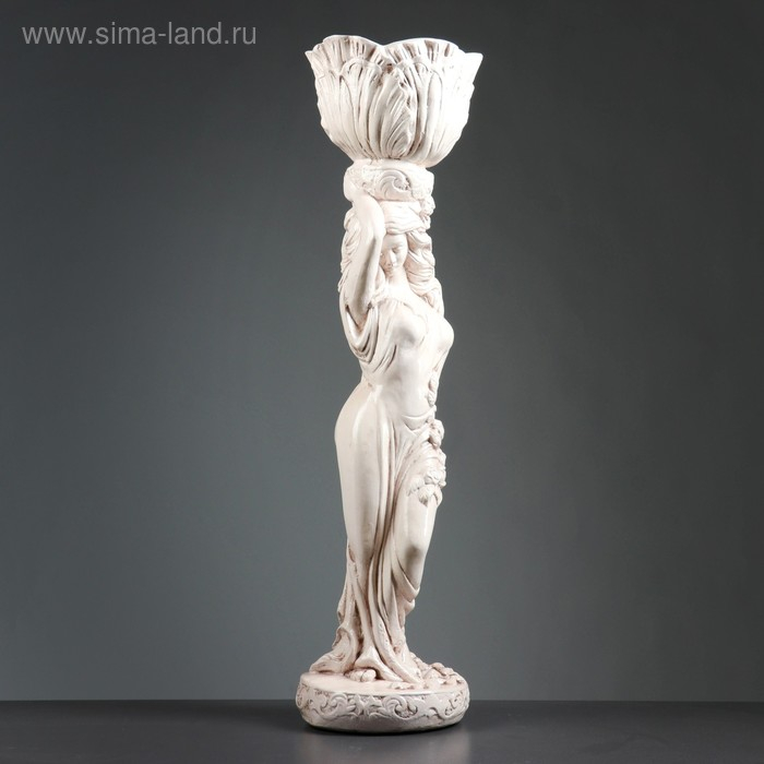 Фигура Фигура "Девушка стоя кашпо на голове средняя" состаренное1,5 л / 22х80х22см