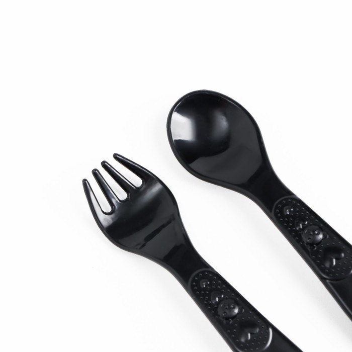 Набор детской посуды «Люблю есть», тарелка на присоске 250мл, вилка, ложка Набор детской посуды «Люблю есть», тарелка на присоске 250мл, вилка, ложка