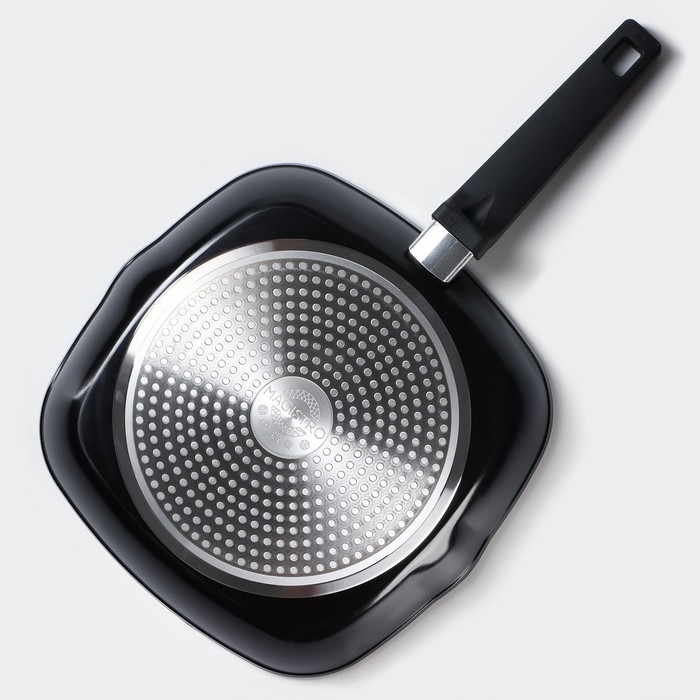 Сковорода гриль квадратная Magistro Flame, 28×28 см, антипригарное покрытие, индукция, цвет чёрный