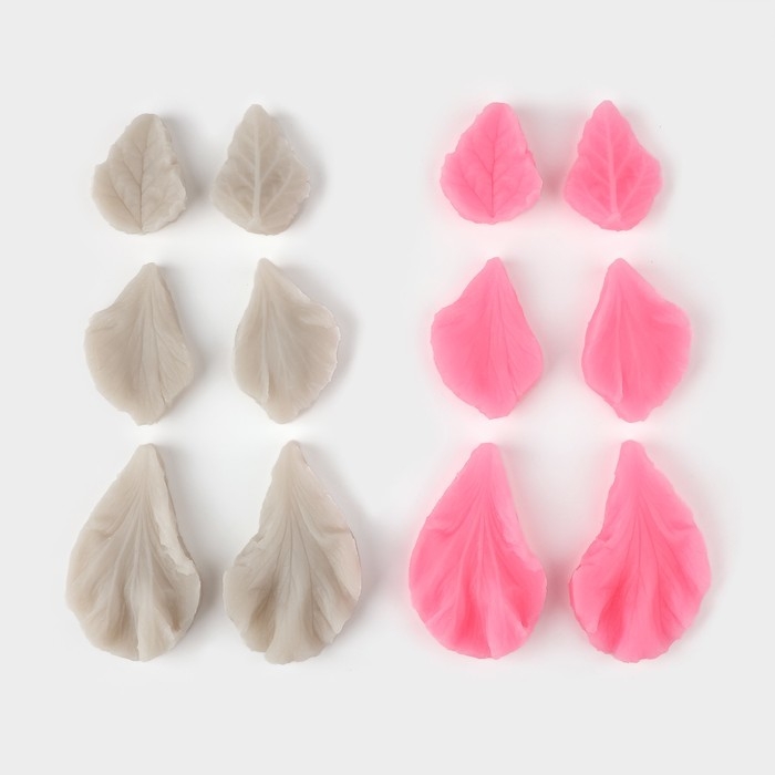 Набор молдов «Лепесточки», силикон, 3 пары, цвет МИКС Набор молдов «Лепесточки», силикон, 3 пары, цвет МИКС