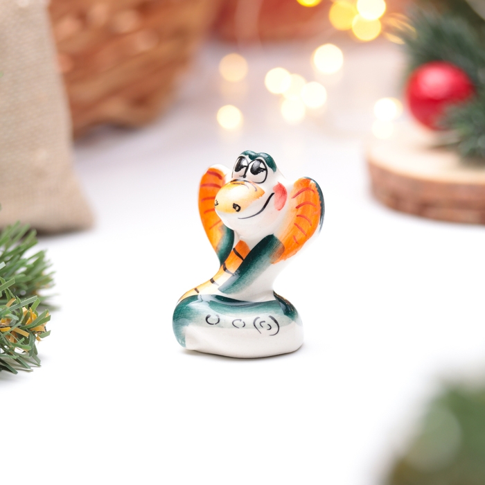 Новый год. Сувенир символ года 2025 Новый год. Сувенир символ года 2025 "Змея Красотка", гжель, цвет, 5 см