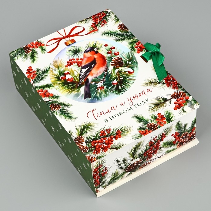 Складная новогодняя коробка-книга «Снегири», 21 х 15 х 7 см, Новый год Складная новогодняя коробка-книга «Снегири», 21 х 15 х 7 см, Новый год