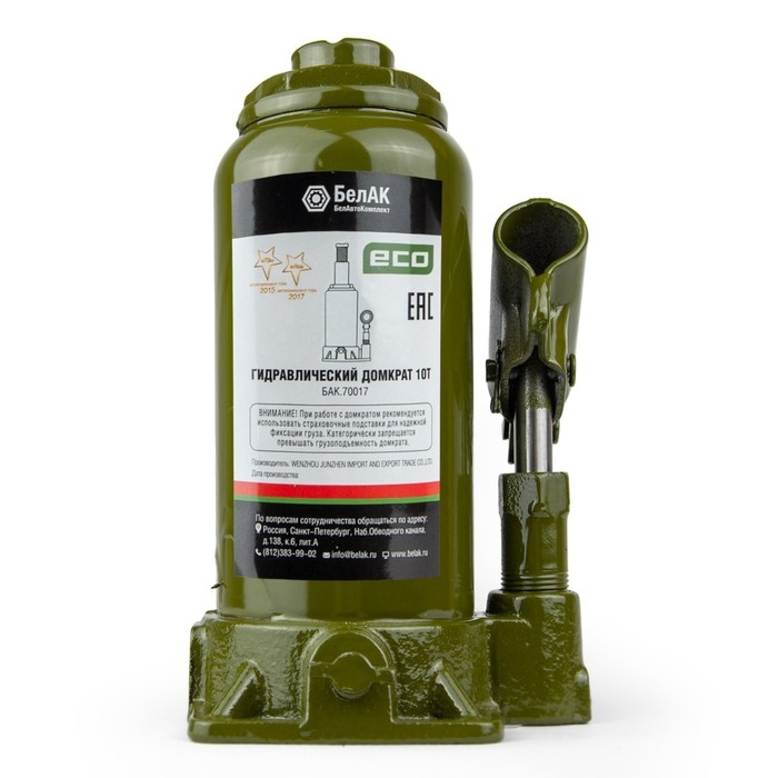 Домкрат гидравлический  Домкрат гидравлический "БелАК" ECO БАК.70017, подъем/подхват 390/195 мм, 10 т