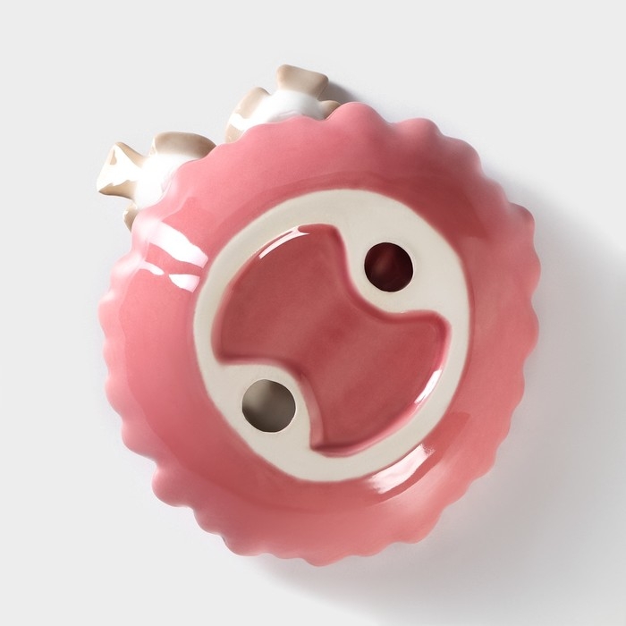 Блюдо керамическое «Голубки на цветке», 13×13,5×3 см, цвет розовый