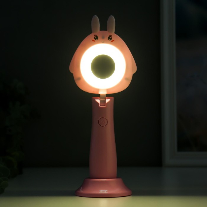 Лампа настольная c АКБ 16219/1 16хLED 4Вт 3000/6000К USB розовый 7,8х9,5х24 см RISALUX