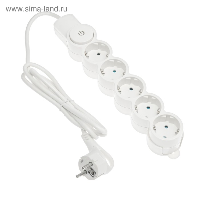 Сетевой фильтр Duwi, 5 розеток 1.5 м, с з/к, с выкл., шторками, цвет слоновая кость