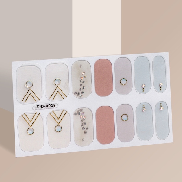 Лаковые полоски для маникюра, 14 шт, цвет бежевый/розовый/голубой Лаковые полоски для маникюра, 14 шт, цвет бежевый/розовый/голубой