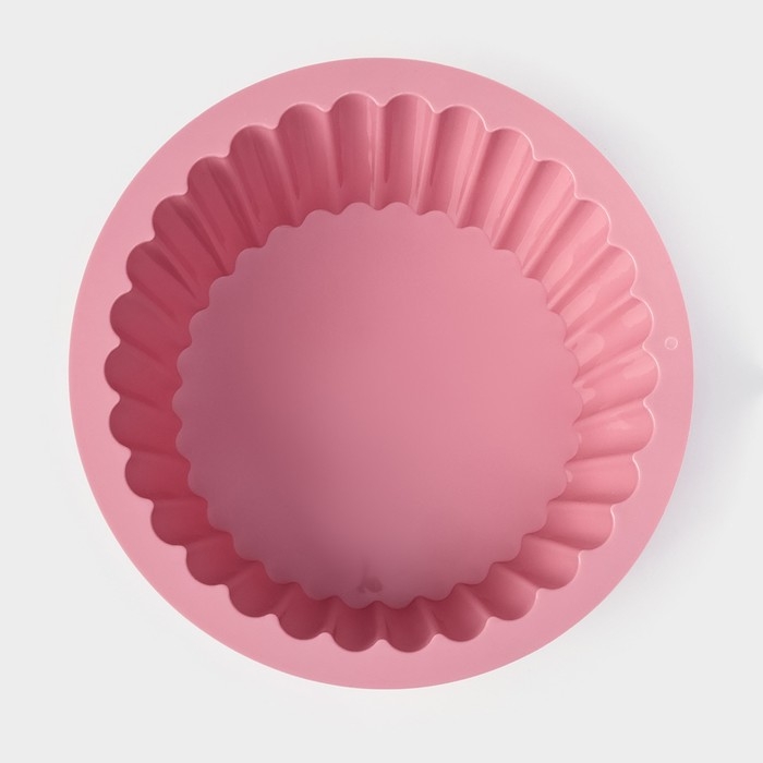 Форма для выпечки Доляна «Рифленый круг», силикон, 19×19×8,5 см, цвет розовый Форма для выпечки Доляна «Рифленый круг», силикон, 19×19×8,5 см, цвет розовый
