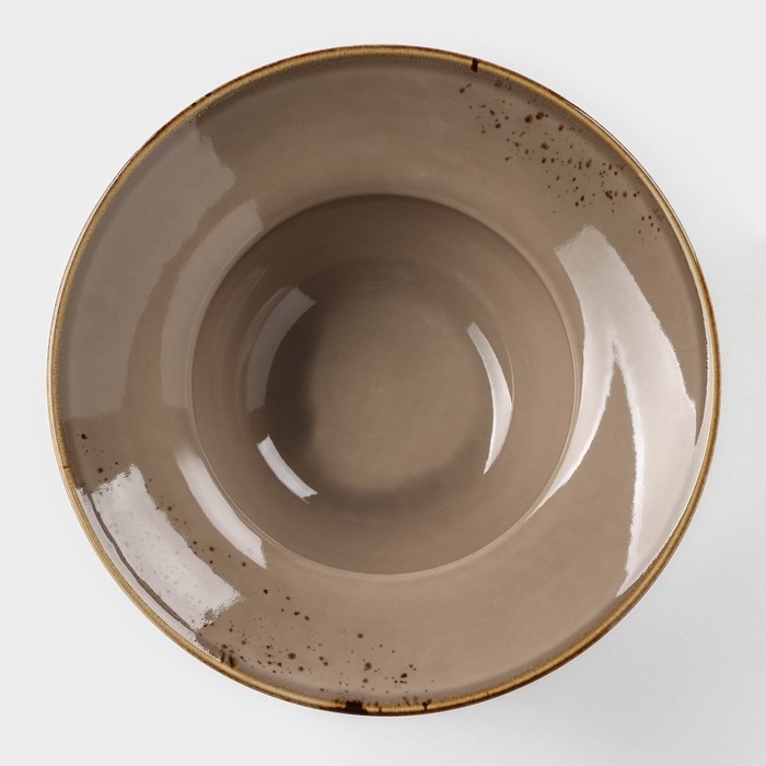 Тарелка фарфоровая для пасты Magistro «Церера», 400 мл, d=19,5 см, цвет коричневый Тарелка фарфоровая для пасты Magistro «Церера», 400 мл, d=19,5 см, цвет коричневый