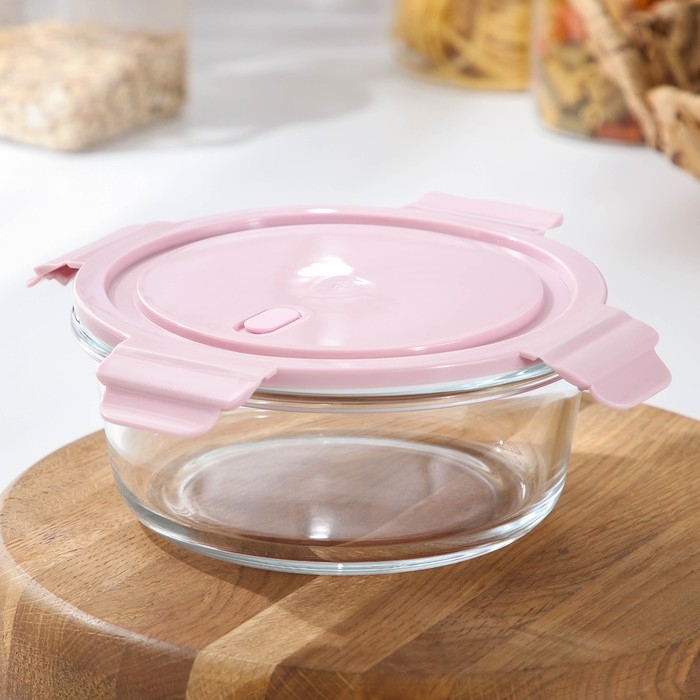 Контейнер из жаропрочного стекла круглый Cook and Freeze, 900 мл, 18×7 см, цвет МИКС