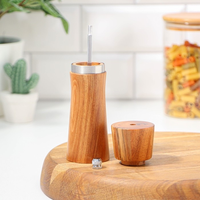 Мельница для специй Magistro Wooden, 5×16,5 см, керамический механизм, цвет коричневый Мельница для специй Magistro Wooden, 5×16,5 см, керамический механизм, цвет коричневый
