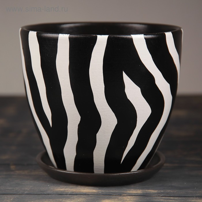 Горшок цветочный Горшок цветочный "Зебра" № 2 Высокий овал, 0,5 л