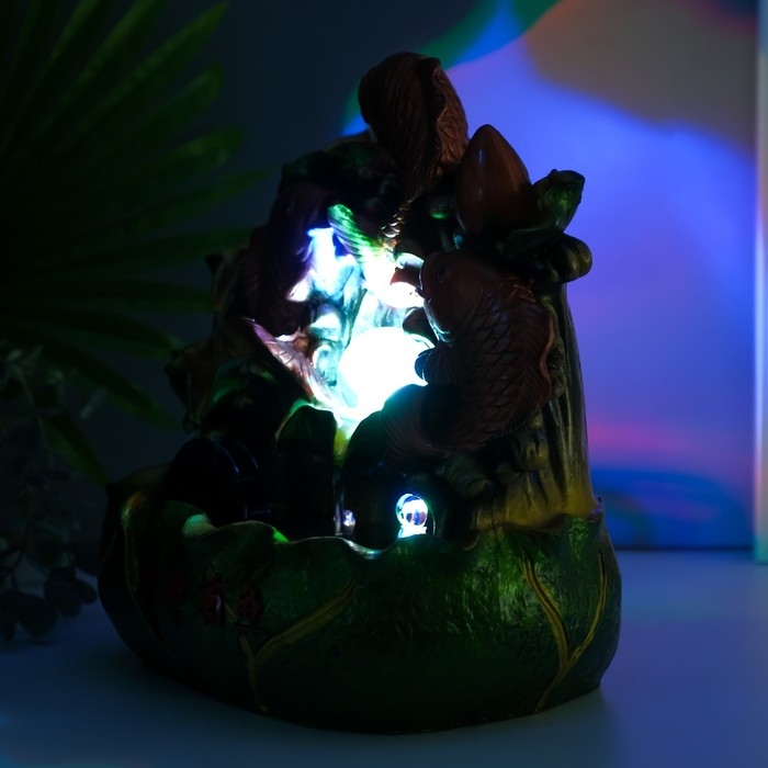 Фонтан настольный от сети, подсветка Фонтан настольный от сети, подсветка "Три карпа" 32х29х19 см