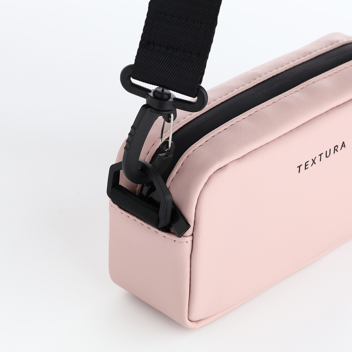 Сумка женская на молнии, TEXTURA, маленький размер, длинный ремень, цвет розовый Сумка женская на молнии, TEXTURA, маленький размер, длинный ремень, цвет розовый