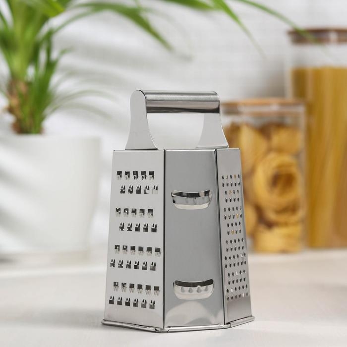 Тёрка шестигранная Доляна «Металлик», 10×13,5×19,5 см, цвет хромированный Тёрка шестигранная Доляна «Металлик», 10×13,5×19,5 см, цвет хромированный