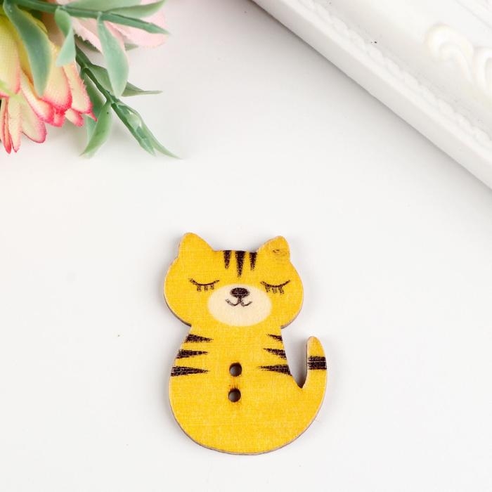 Пуговицы дерево для творчества 2 прокола Пуговицы дерево для творчества 2 прокола "Котята" набор 10 шт 3х2,1х0,2 см