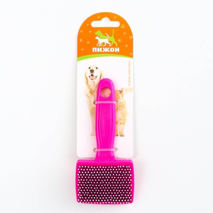 Пуходерка пластиковая мягкая с закругленными зубьями, малая, 6 х 13,5 см, розовая Пуходерка пластиковая мягкая с закругленными зубьями, малая, 6 х 13,5 см, розовая