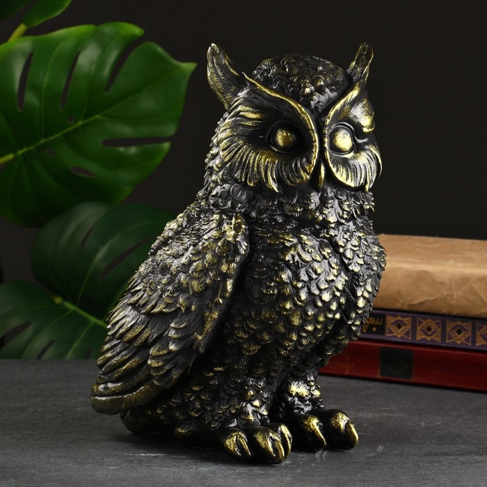 Копилка Копилка "Сова большая" черная, золотая, 27 см
