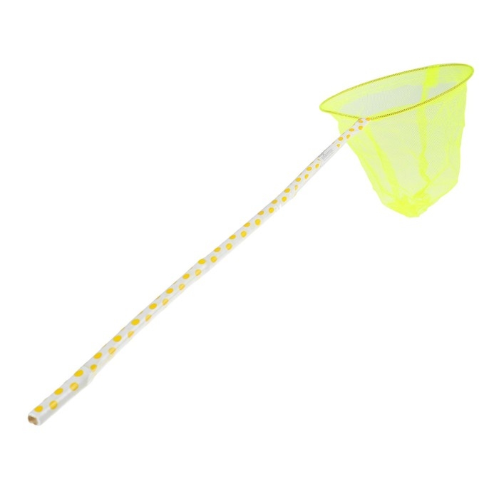 Сачок детский бамбуковая ручка 50 см в горох, диаметр: 20 см, цвета МИКС Сачок детский бамбуковая ручка 50 см в горох, диаметр: 20 см, цвета МИКС