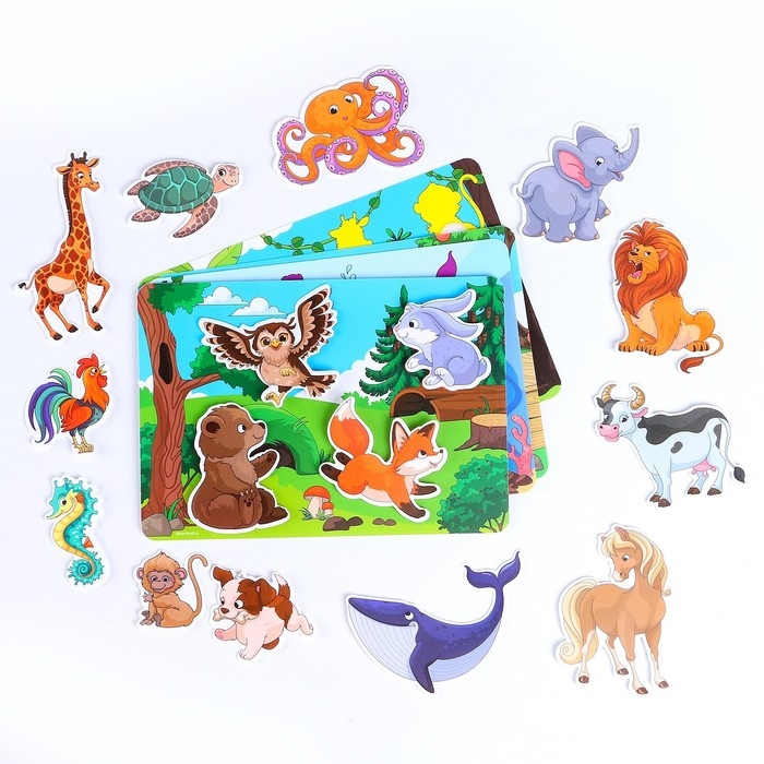 Развивающая игра на липучках «Изучаем животных. Кто где живет?» Развивающая игра на липучках «Изучаем животных. Кто где живет?»