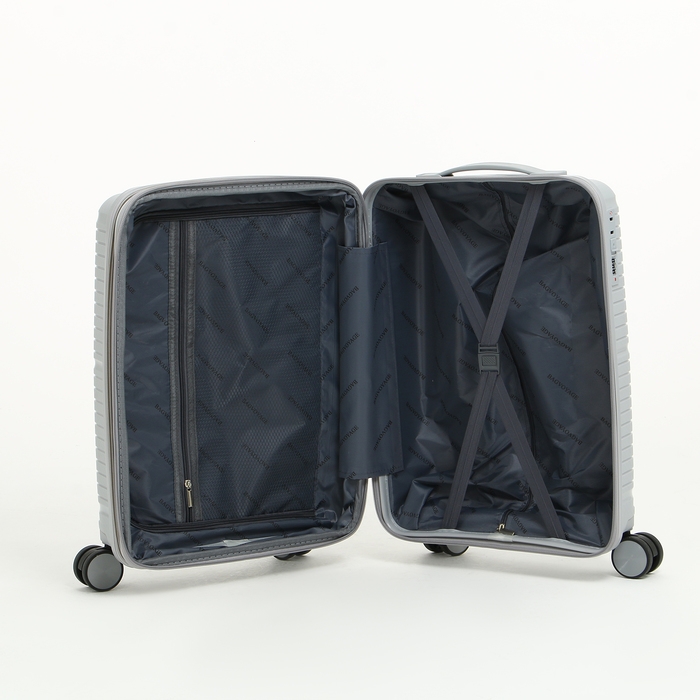 Чемодан малый 47 л (S) Bagvoyage, отдел на молнии, с расширением, кодовый замок, 4 колеса, цвет серый Чемодан малый 47 л (S) Bagvoyage, отдел на молнии, с расширением, кодовый замок, 4 колеса, цвет серый