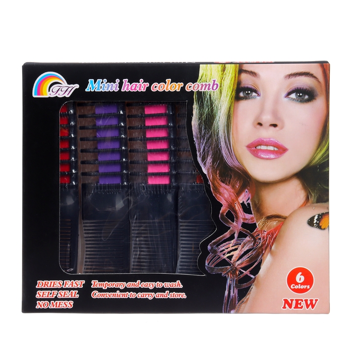 Мелки для волос с расческой, набор 6 цветов Мелки для волос с расческой, набор 6 цветов