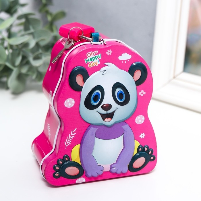 Копилка металл Копилка металл "Маленькая панда" с замком и ключами МИКС 10х5х8,5 см