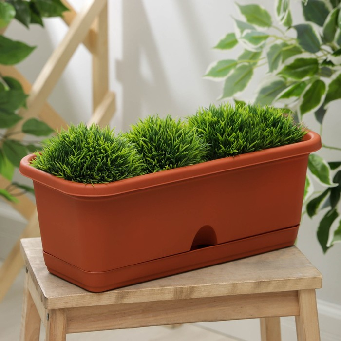 Ящик балконный с поддоном, 40 см, цвет терракотовый Ящик балконный с поддоном, 40 см, цвет терракотовый