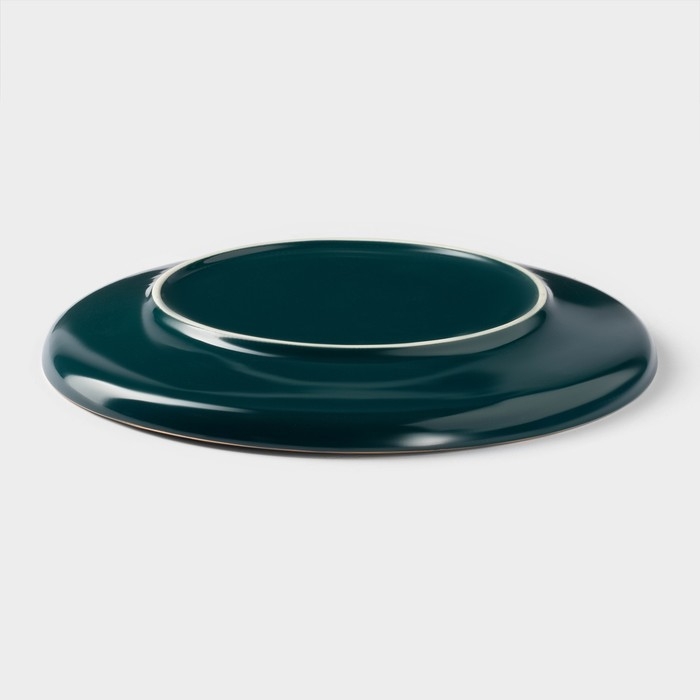 Тарелка керамическая обеденная «Изумруд», d=25 см, цвет зелёный Тарелка керамическая обеденная «Изумруд», d=25 см, цвет зелёный
